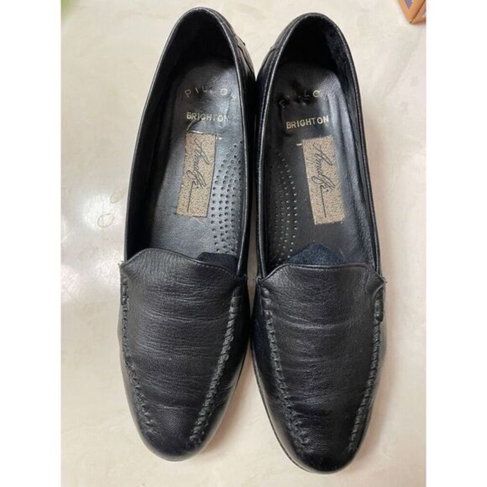 Amalfi Women's Black Leather Flats Made In‎ Italy Size 7.5 B